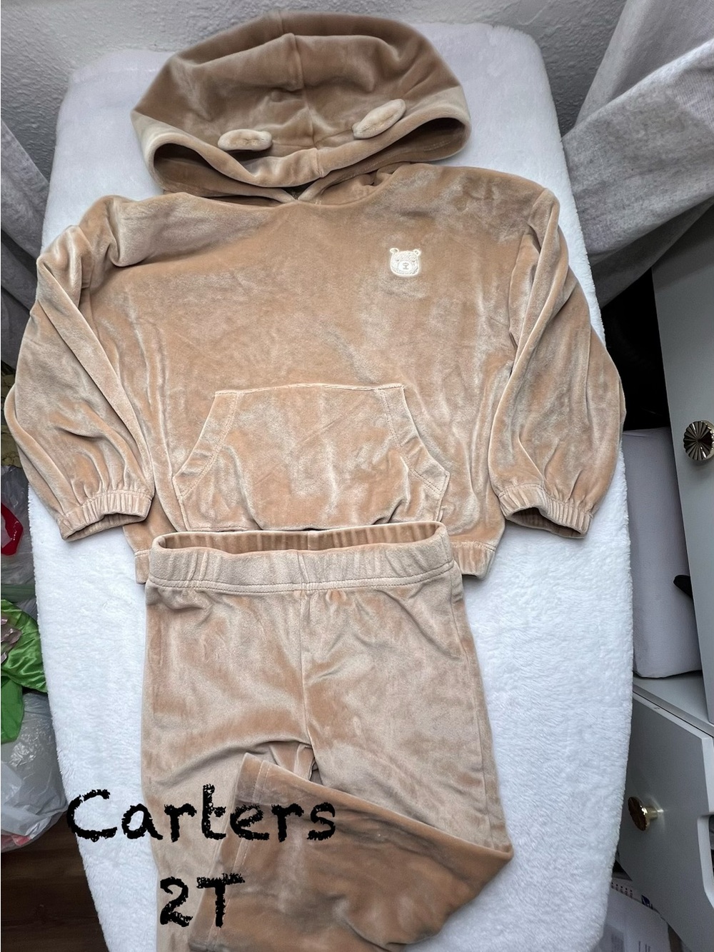 Carter's Plush Bear Hooded Sweatshirt and Jogger Set - Beige